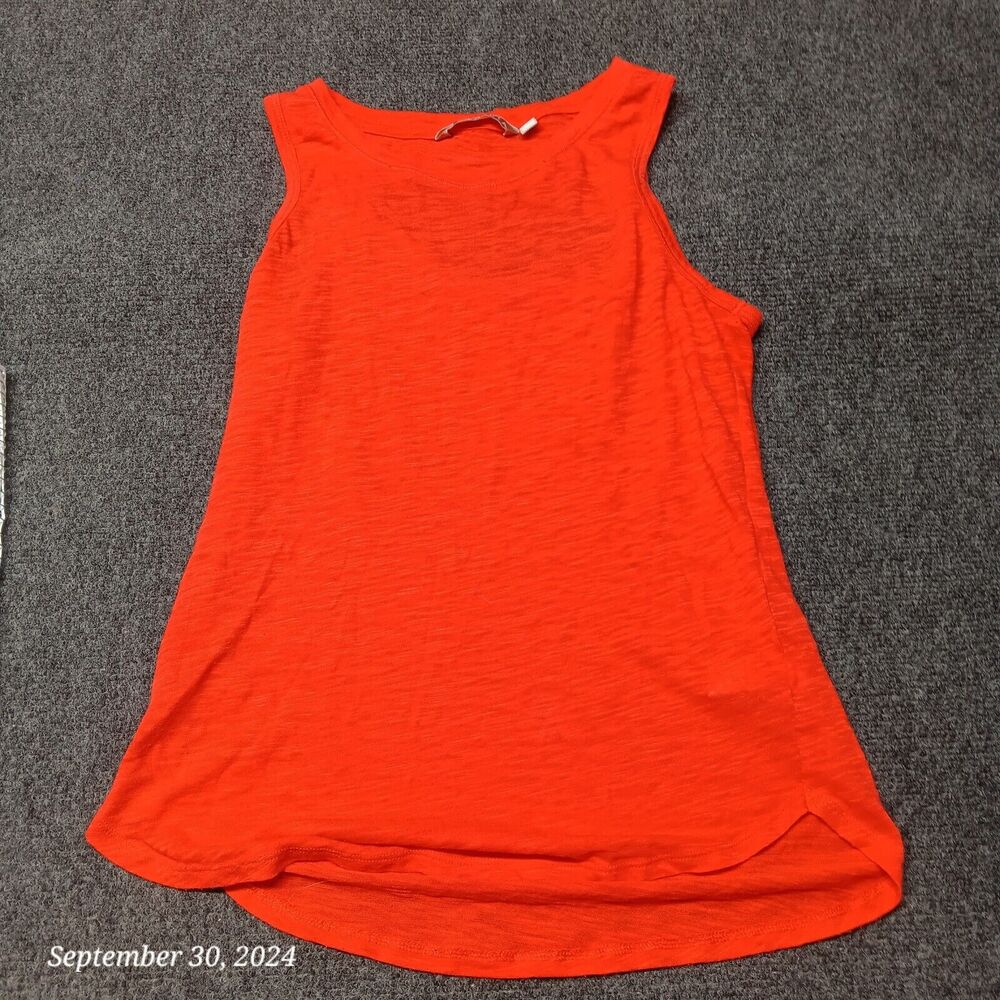 Athleta Tank Top Shirt Women XXS‎ Red Lightweight Burnout Boat Neck Sleeveless